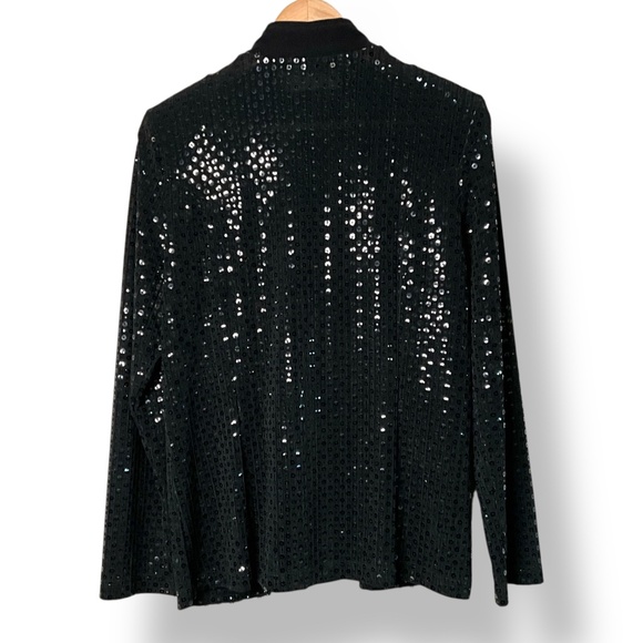 PICADILLY FASHIONS Full Front Zip Sequined Lightweight Long Sleeve Jacket Sz S - Picture 3 of 8